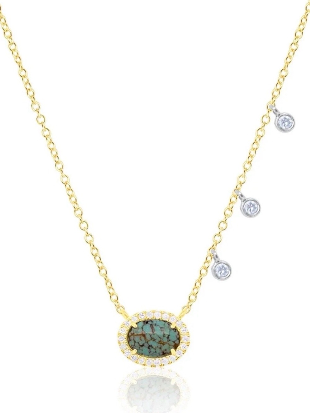 Meira T Diamond Gold Turquoise Pendant Necklace